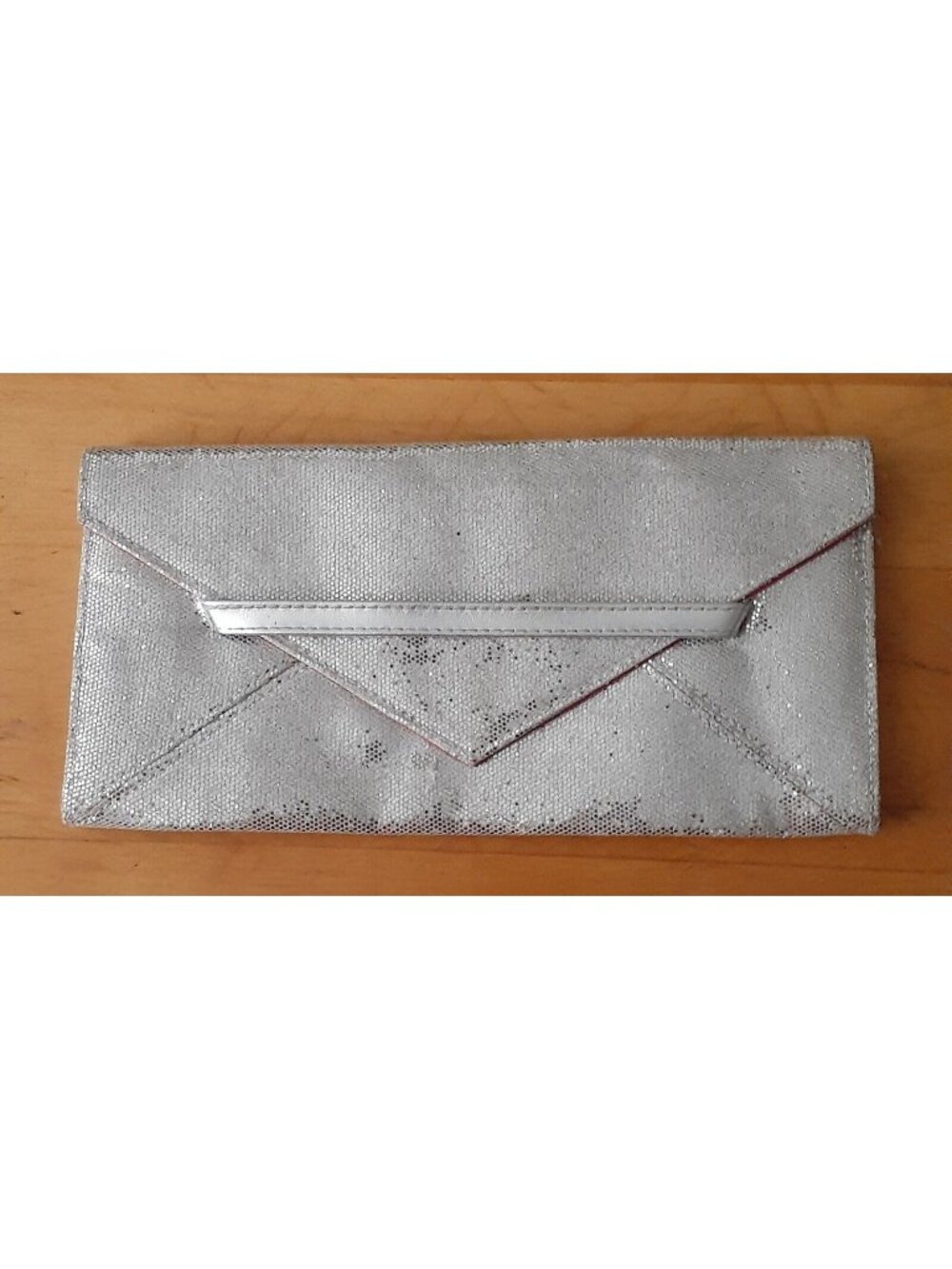 Victorias Secret Cocktail Clutch Purse Silver Shimmer Formal  Wedding 10" x 5"